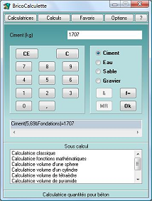 Calculatrice quantit&eacute; pour b&eacute;ton