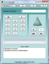 calculatrice volume de c�ne