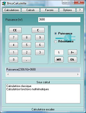 Calculatrice r�sistance puissance �lectrique