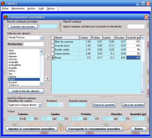 Calorie'Z logiciel di&eacute;t&eacute;tique