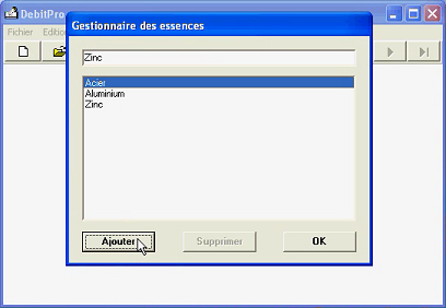 Param�trage types de t�les