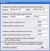 s�l�ction des options de travail avec Vitrage-Pro